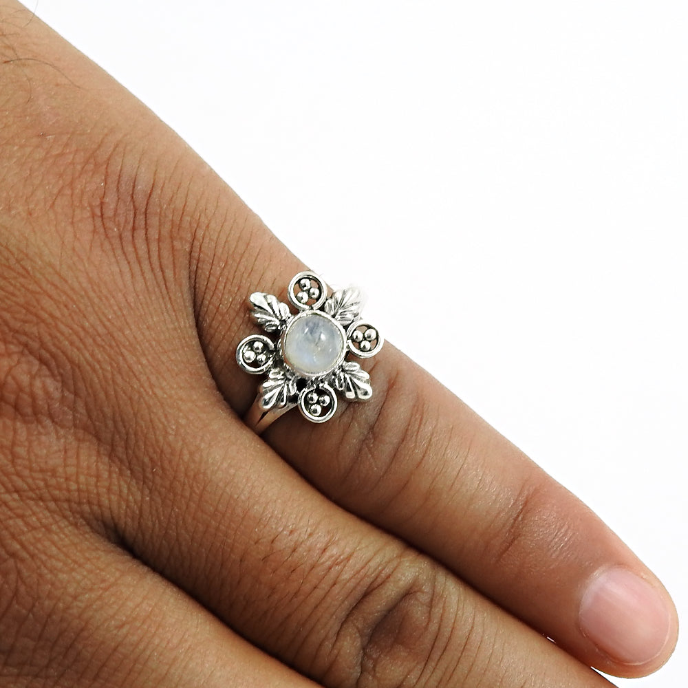 Natural Rainbow Moonstone Sterling Silver New Cocktail Mother Tribal Ring