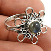 Natural Labradorite 925 Silver Solitaire Ethnic Ring For Women M1