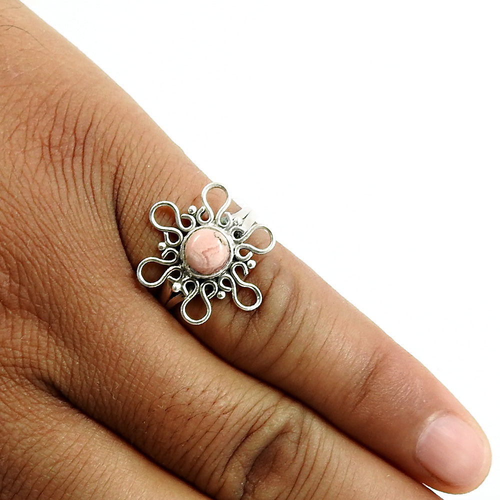 Gift For Woman 925 Silver Natural Rhodochrosite Solitaire Ring C28
