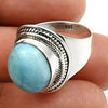 Natural Larimar Gemstone 925 Silver Statement Ethnic Ring For Girls X15