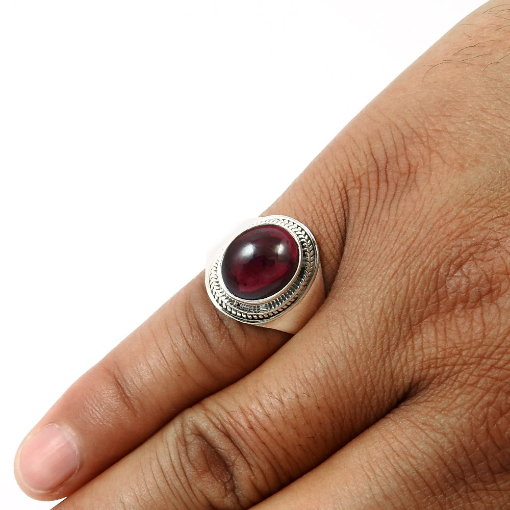 Natural Garnet Gemstone 925 Silver Cocktail Vintage Ring For Girls Q1