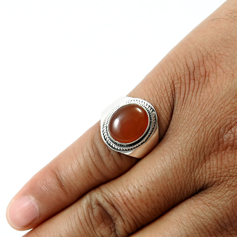 Birthday Gift For Her Natural Carnelian Cocktail Boho Ring 925 Silver A20