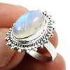 Gift For Her 925 Silver Natural Rainbow Moonstone Statement Ring S21