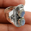 Natural Rainbow Moonstone Gemstone Cocktail Ring 925 Sterling Silver U22