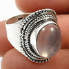 Natural Rose Quartz Statement Wedding Bohemian Ring Solid Sterling Silver