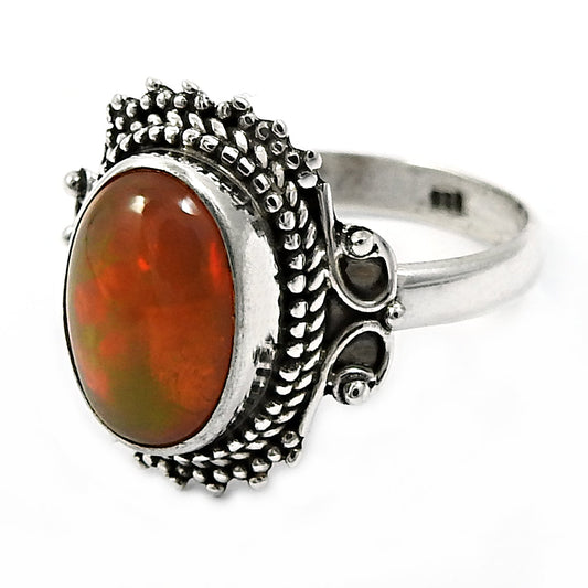 925 Sterling Silver Natural Opal Gemstone Trendy Ring Size 7