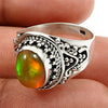 925 Sterling Silver Natural Opal Gemstone Handmade Ring Size 6