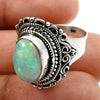 Solid 925 Sterling Silver Natural Opal Gemstone Handmade Ring Size 6