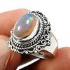 Real 925 Sterling Silver Natural Opal Gemstone Stunning Ring Size 8