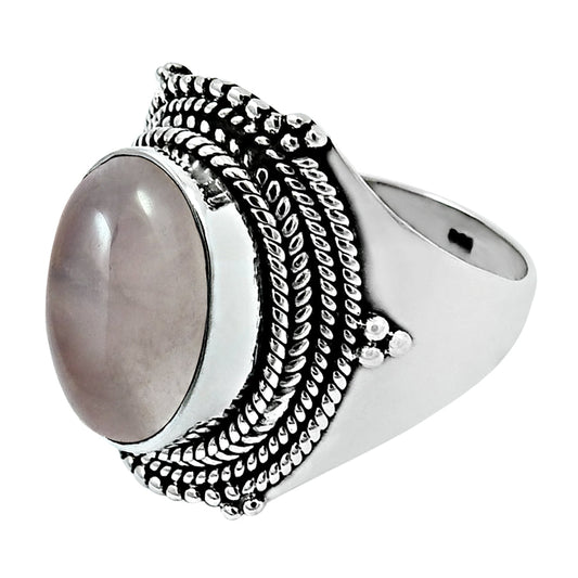 Gift For Woman 925 Silver Wholesale Jewelry Natural Rose Quartz Ring U7