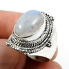 Cocktail Tribal Ring 925 Silver Natural Rainbow Moonstone U1