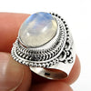 Sterling Silver Natural Rainbow Moonstone Tribal Statement Wedding New Ring