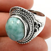 Natural Larimar Gemstone Solitaire Tribal Blue Ring 925 Silver M16