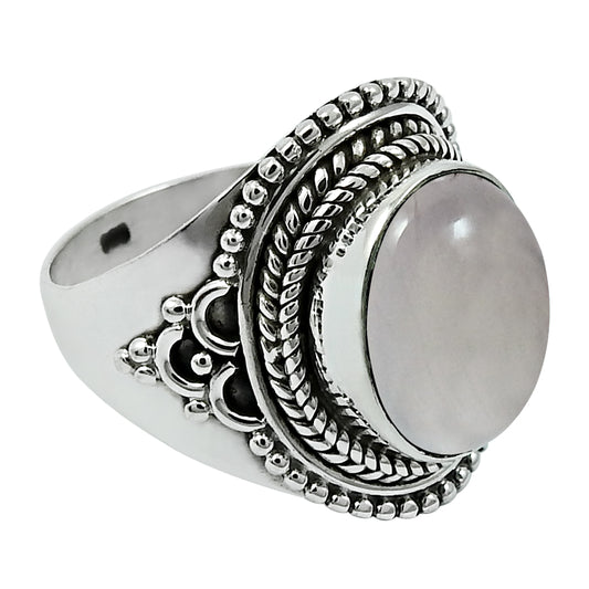 Rose Quartz Gemstone Vintage Statement Mother Ring 925 Sterling Silver