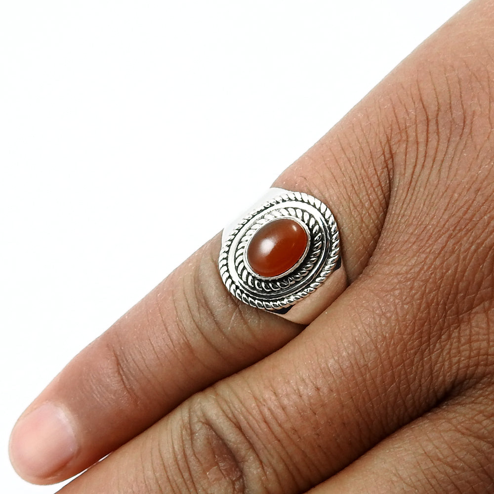 Natural Carnelian Mother Bohemian Bezel Statement Ring 925 Sterling Silver