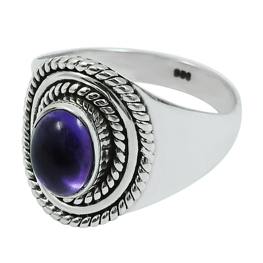 Natural Amethyst Gemstone Cocktail Boho Purple Ring 925 Silver C1