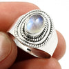 Natural Rainbow Moonstone Statement Bohemian White Ring 925 Silver H8