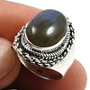Gift For Woman Natural Labradorite Cocktail Ethnic Ring 925 Silver R16