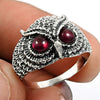 Garnet Gemstone Owl Ring 925 Sterling Silver Jewelry Gift For Her R2