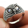Gift For Woman 925 Silver Natural Labradorite Solitaire Owl Ring L12