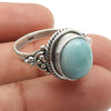 Gift For Woman 925 Silver Natural Larimar Gemstone Statement Ring A6