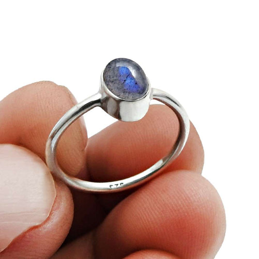 Natural Labradorite Cocktail Vintage Ring 925 Silver For Girls A2
