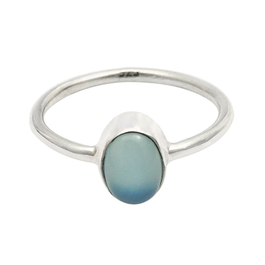 Natural Chalcedony 925 Sterling Silver Ethnic Mother Boho Statement Ring