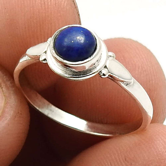 Natural Lapis Lazuli Art Deco Tribal Bezel Statement Ring 925 Sterling Silver