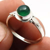 Gift For Woman 925 Sterling Silver Round Shape Green Onyx Gemstone Ring