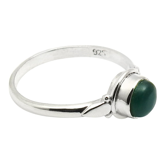 Gift For Woman 925 Sterling Silver Round Shape Green Onyx Gemstone Ring