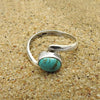 Gift For Woman Natural Turquoise Solitaire Bohemian Ring 925 Silver O17