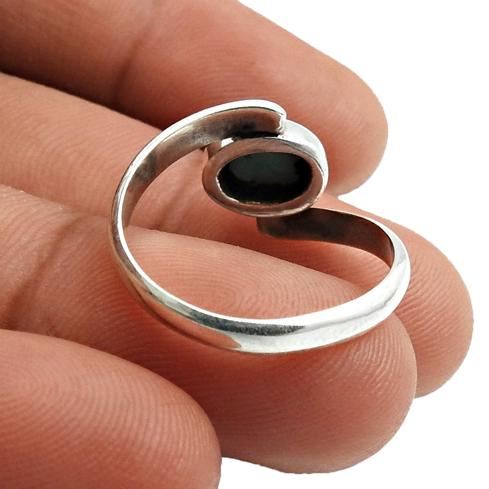 Gift For Woman Natural Turquoise Solitaire Bohemian Ring 925 Silver O17