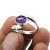 Sterling Silver Natural Amethyst Boho Bohemian Cocktail Bezel Birthday Ring