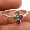 Natural Labradorite Gemstone Solitaire Vintage Ring 925 Silver T7