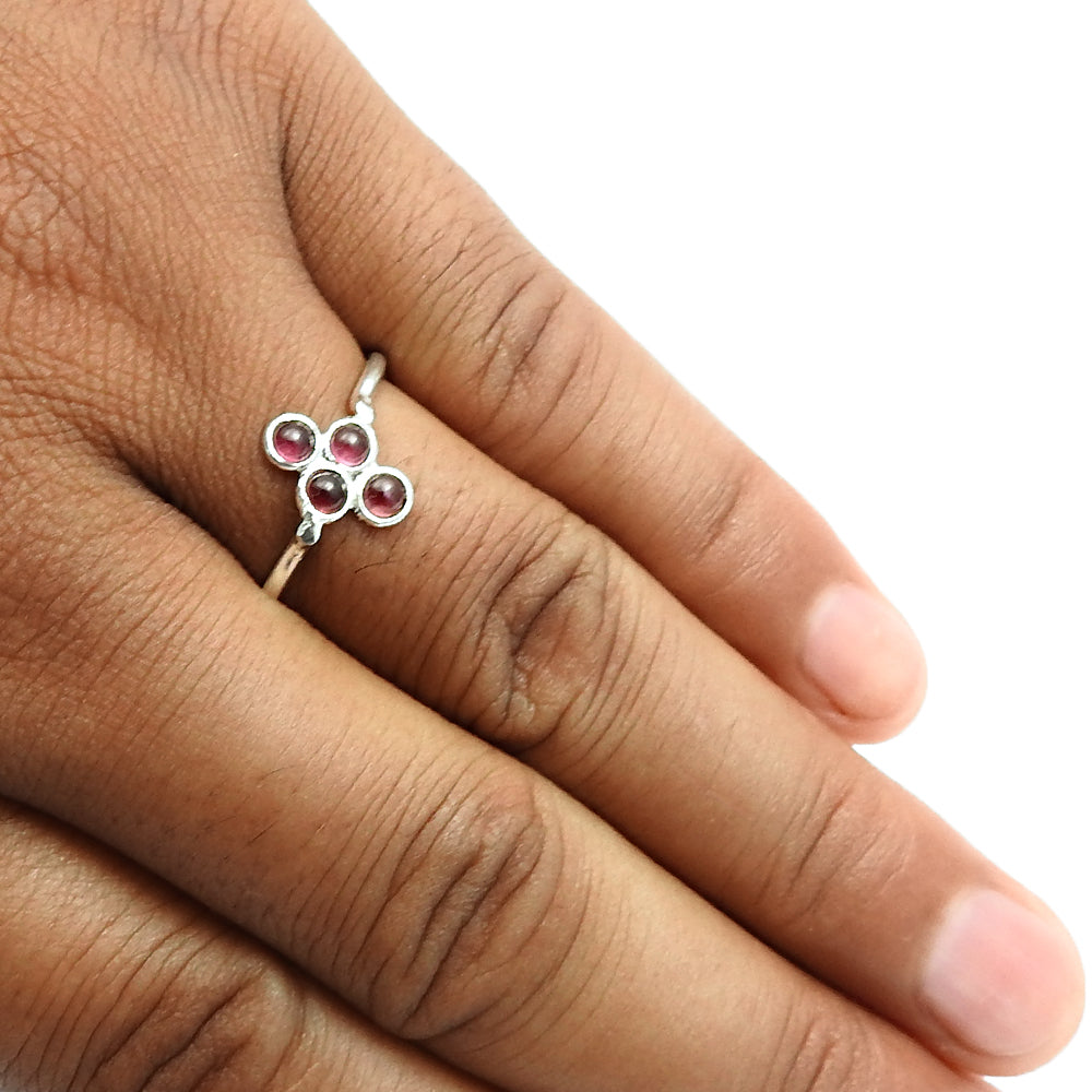 Natural Garnet Gemstone Cocktail Tribal Red Ring 925 Sterling Silver O12