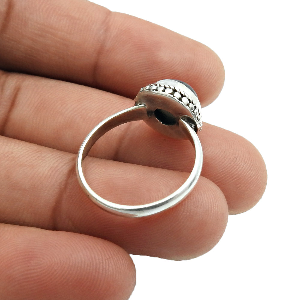 Sterling Silver Labradorite Gemstone Ethnic Statement Cocktail Wedding Ring
