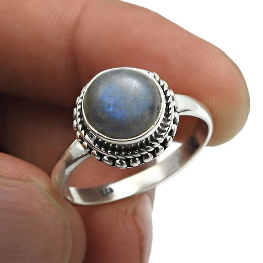 Sterling Silver Labradorite Gemstone Ethnic Statement Cocktail Wedding Ring