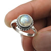Sterling Silver Rainbow Moonstone Gemstone Bezel Cocktail Tribal New Ring