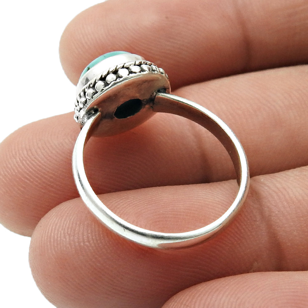 Turquoise Gemstone Mother Tribal Statement Sisters Day Ring Sterling Silver