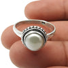 Natural Pearl 925 Silver Solitaire Tribal Ring For Girls E33