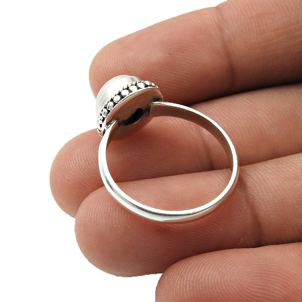 Natural Pearl 925 Silver Solitaire Tribal Ring For Girls E33