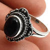 Natural Black Onyx Gemstone 925 Sterling Silver Solitaire Ring For Women S27