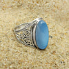Gift For Woman 925 Silver Natural Chalcedony Cocktail Bohemian Ring W12
