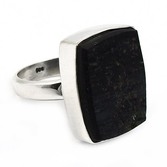 Black Tourmaline Gemstone Ring 925 Sterling Silver Tribal Jewelry