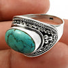 Gift For Woman 925 Silver Natural Turquoise Cocktail Ethnic Ring W1