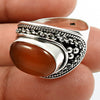 Natural Carnelian 925 Solid Silver Wife Solitaire Boho Sacral Chakra Ring