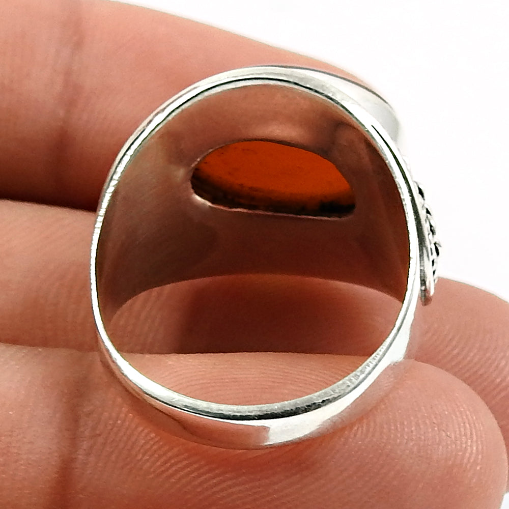 Natural Carnelian 925 Solid Silver Wife Solitaire Boho Sacral Chakra Ring