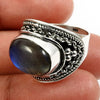 Natural Labradorite Cocktail Bohemian Ring 925 Silver For Women Z7
