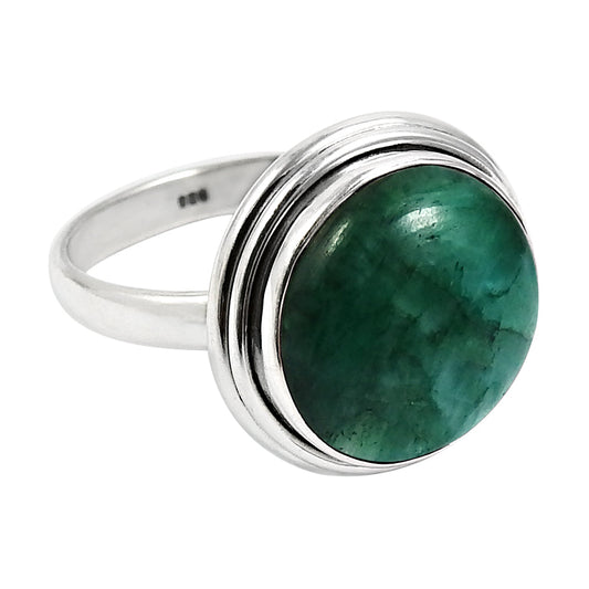 925 Sterling Silver Emerald Stone Bezel Cocktail Ring Birthday Gift