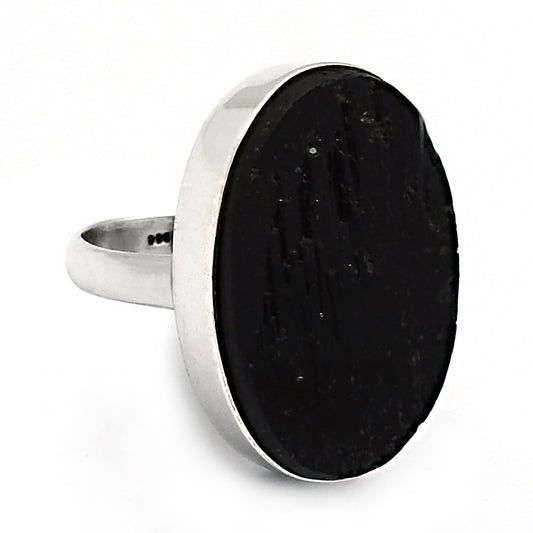 Natural Tourmaline Gemstone Solitaire Ethnic Ring 925 Silver D34